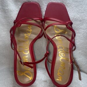 Sam Edelman Red Strappy Square-Toe Sandals